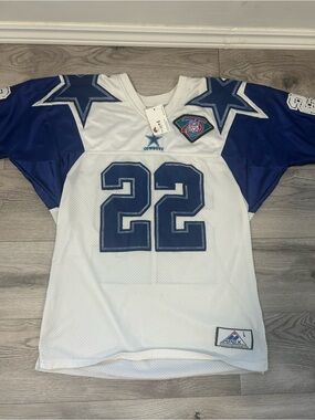 Apex Dallas Cowboys #22 White and Blue Football Jersey